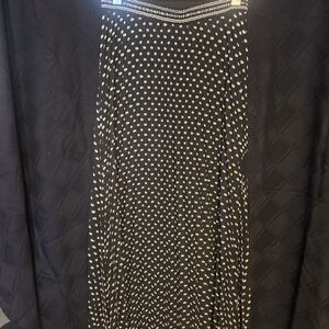Max Studio Black Skirt with Cream Dot & Stripe Waistband